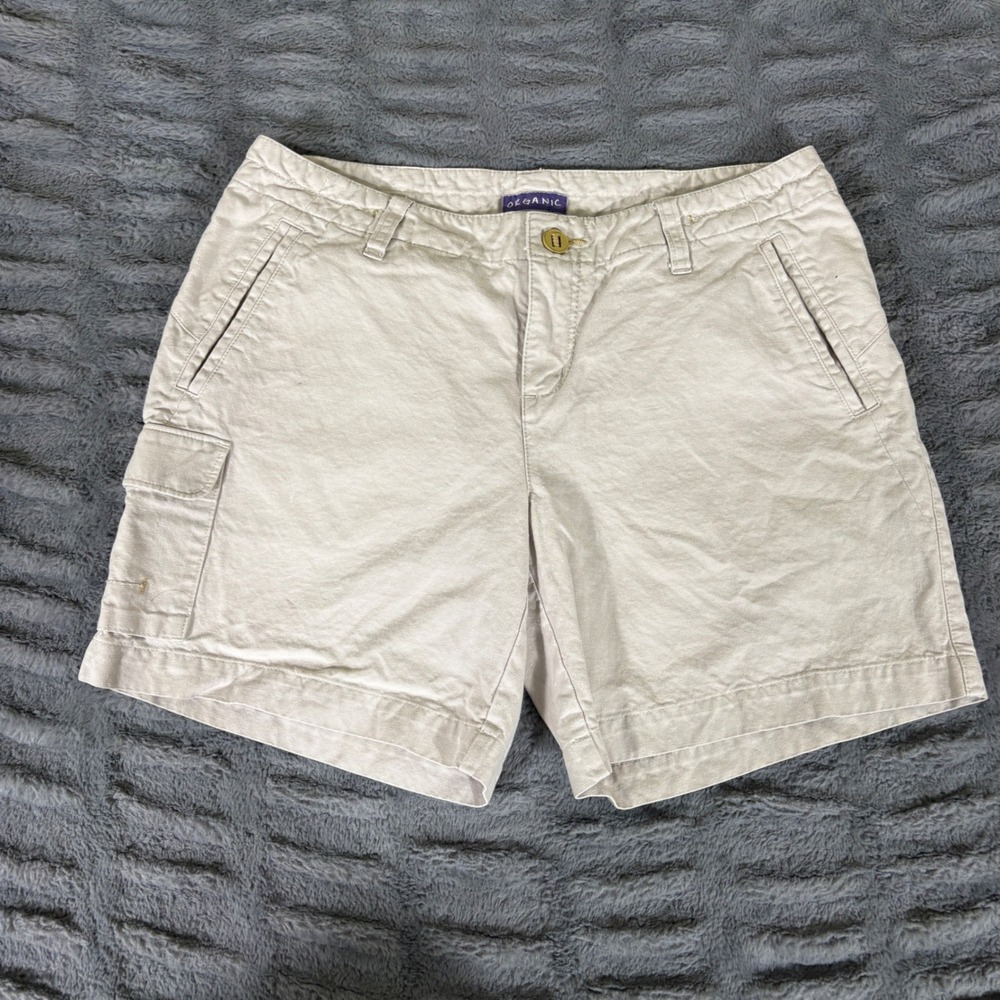 Ibex Organic Cotton Hemp Cargo Shorts Beige Khaki Size 6 GOTS Certified AT062